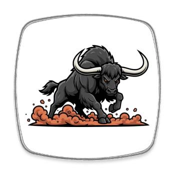 Black Buffalo Charge Maskottchen Buffalo Power - Viereckiger Kühlschrankmagnet - Weiß - Vorne