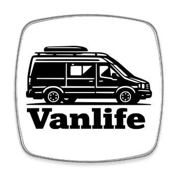 Vanlife Silhouette Minimalist Black Shirt - Viereckiger Kühlschrankmagnet - Weiß - Vorne