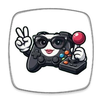 Kawaii-Spielcontroller-Friedenszeichen - Viereckiger Kühlschrankmagnet - Weiß - Vorne