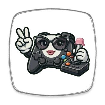 Manette de jeu Kawaii WWII - Magnet carré - blanc - Devant