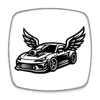 Sportwagen Symbol Auto Tuning - Viereckiger Kühlschrankmagnet - Weiß - Vorne