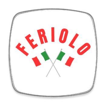 Feriolo Crossed Italian Flags Emblem - Viereckiger Kühlschrankmagnet - Weiß - Vorne