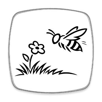 T-shirt abeille minimaliste mignon - Magnet carré - blanc - Devant