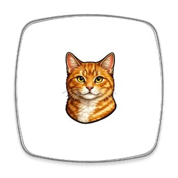 Orange Cat Head Illustration - Square fridge magnet - white - Front