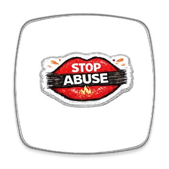 Stop Abuse Awareness Activist Sticker - Square fridge magnet - white - Front