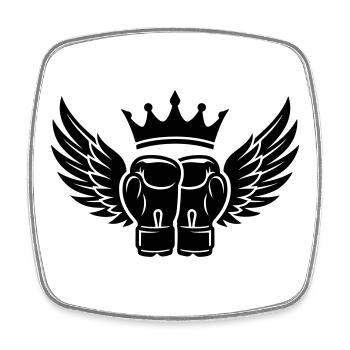 Symbole de la couronne des gants de boxe - Magnet carré - blanc - Devant