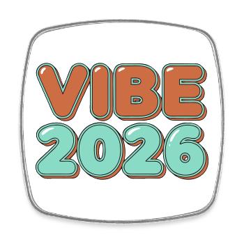 Retro Vibe 2026 Typografie Schriftzug - Viereckiger Kühlschrankmagnet - Weiß - Vorne
