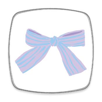 Nœud pastel Bleu-Violet - Magnet carré - blanc - Devant