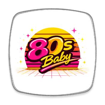 80er Neon Baby - Viereckiger Kühlschrankmagnet - Weiß - Vorne