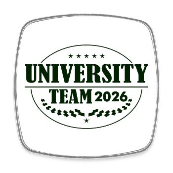 Uni Team 2026 Vintage-Stempel - Viereckiger Kühlschrankmagnet - Weiß - Vorne