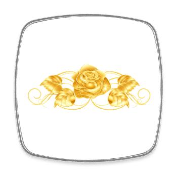 NEU – Leben in voller Blüte – Golden Rose Elegance. - Viereckiger Kühlschrankmagnet - Weiß - Vorne