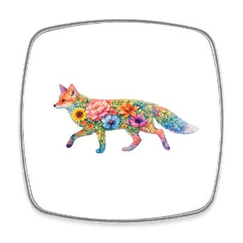 Fuchs Aquarell Silhouette Blumen - Viereckiger Kühlschrankmagnet - Weiß - Vorne