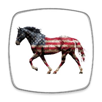 Pferd USA Flagge - Viereckiger Kühlschrankmagnet - Weiß - Vorne