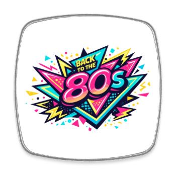 Back to the 80s Neon Burst - Viereckiger Kühlschrankmagnet - Weiß - Vorne