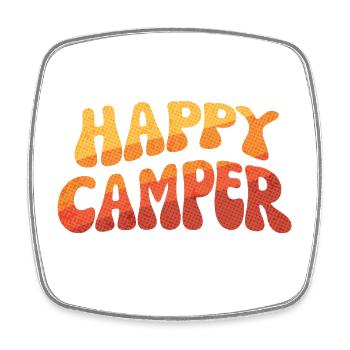 Happy Camper Gradient Text - Square fridge magnet - white - Front