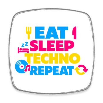 Eat Sleep Techno Repeat Color Explosion - Square fridge magnet - white - Front