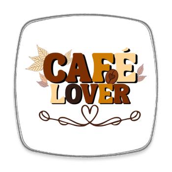 Café Lover - Square fridge magnet - white - Front