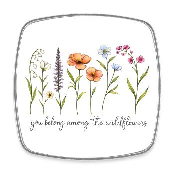 Minimalistische Wildblumen-Linienkunst – Elegant - Viereckiger Kühlschrankmagnet - Weiß - Vorne