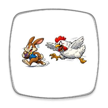 Easter bunny and chicken - Square fridge magnet - white - Front