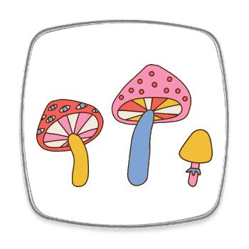 Retro Mushroom Trio – Vintage 70s Design - Viereckiger Kühlschrankmagnet - Weiß - Vorne