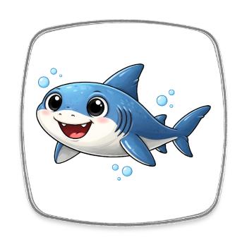 Baby Hai Lustig Kinder Geschenk Ozean Motiv  - Square fridge magnet - white - Front
