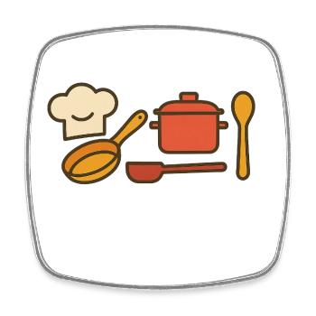 Chef with passion – cuisine love enjoyment - Square fridge magnet - white - Front