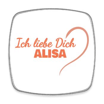 Alisa als Herz - Viereckiger Kühlschrankmagnet - Weiß - Vorne
