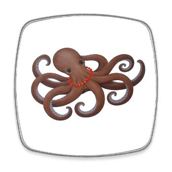 Oktopus mit roter Liebesperle - Viereckiger Kühlschrankmagnet - Weiß - Vorne