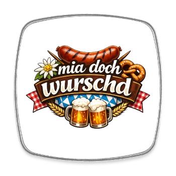 Mia Doch Wurschd - Viereckiger Kühlschrankmagnet - Weiß - Vorne