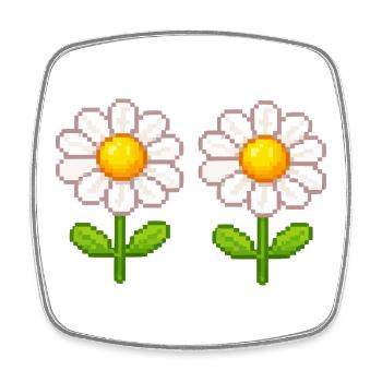 Pixel Daisy Doppelblüten - Viereckiger Kühlschrankmagnet - Weiß - Vorne