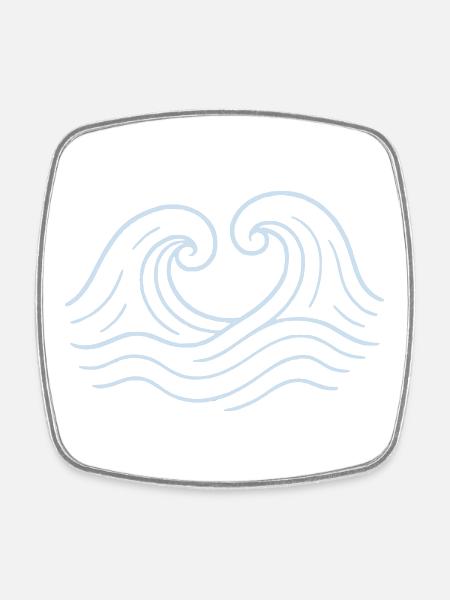 Vagues - Mer - Scatola - Magnet carré - blanc