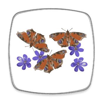  Pfauenauge Schmetterlinge Leberblümchen retro 3 - Viereckiger Kühlschrankmagnet - Weiß - Vorne
