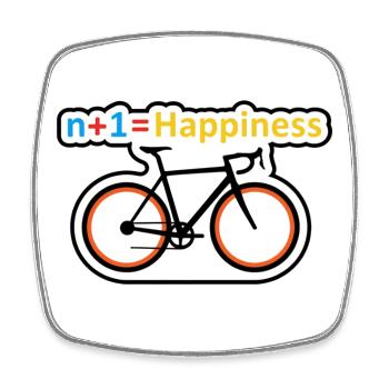 Bike Happiness Equation - Square fridge magnet - white - Front