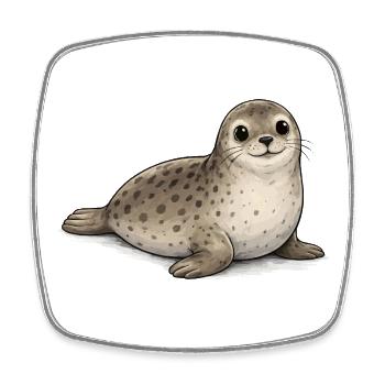 Seal Cartoon Cute Animal Pattern - Square fridge magnet - white - Front