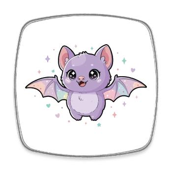 Purple Bat with Rainbow Wings - Square fridge magnet - white - Front
