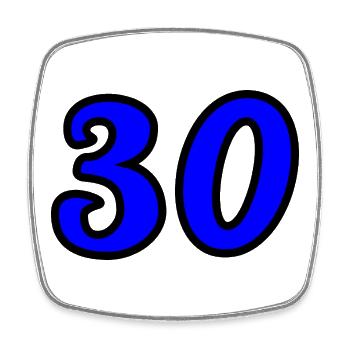 30. 30 ANS. 30e ANNIVERSAIRE. ANNIVERSAIRE 30 ANS. - Magnet carré - blanc - Devant