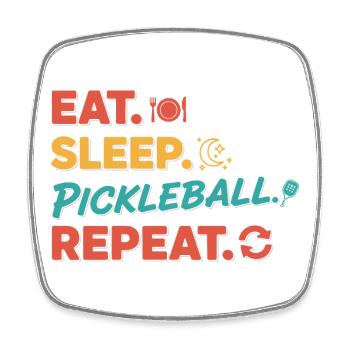 Pickleball Funny Player Eat Sleep Pickleball - Square fridge magnet - white - Front