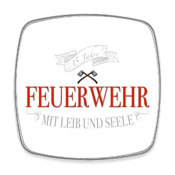 Feuerwehr 15 Jahre Leib Seele - Viereckiger Kühlschrankmagnet - Weiß - Vorne