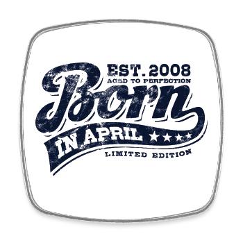 Born in April 2008 - Birthday - Gift - Square fridge magnet - white - Front