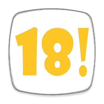 18 Cheers Yellow Birthday Design - Magnet carré - blanc - Devant