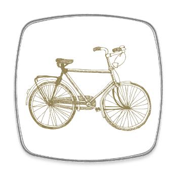 Fahrradfahrer Retro Skizze Vintage Silhouette - Viereckiger Kühlschrankmagnet - Weiß - Vorne