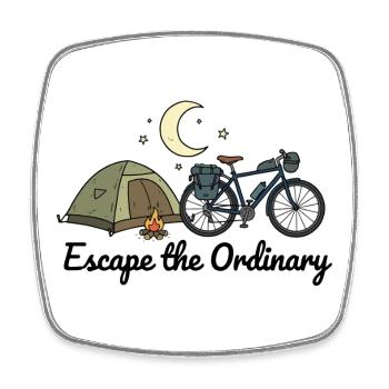 Bikepacking Entflucht der gewöhnlichen Abenteuerkunst - Viereckiger Kühlschrankmagnet - Weiß - Vorne