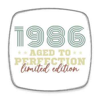 1986 Vintage Retro Geburtstagsgeschenk - Viereckiger Kühlschrankmagnet - Weiß - Vorne
