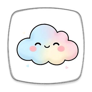 Cute Kawaii Cloud Pastel Cartoon Design - Square fridge magnet - white - Front