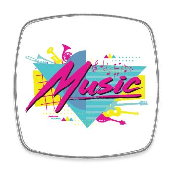 Neon Musik Retro Vibe - Viereckiger Kühlschrankmagnet - Weiß - Vorne