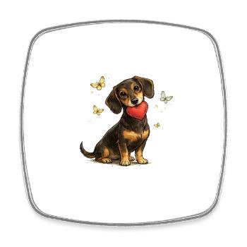 Dachshund Heart Dog with Butterflies - Square fridge magnet - white - Front