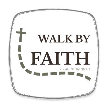 Walk by Faith | 2. Korinther 5,7 - Viereckiger Kühlschrankmagnet - Weiß - Vorne