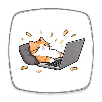 Geek-Chat im Homeoffice-Modus - Viereckiger Kühlschrankmagnet - Weiß - Vorne