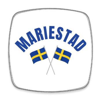 Mariestad kreuzte schwedische Flaggen - Viereckiger Kühlschrankmagnet - Weiß - Vorne