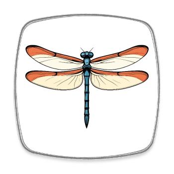 Blue-orange dragon dragonfly - Square fridge magnet - white - Front